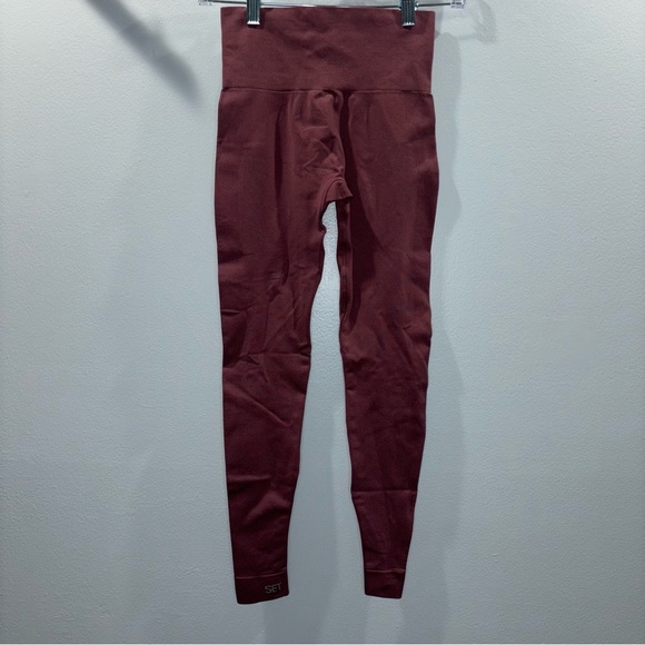 Set Active Seamless High-Waisted Leggings XS Rosewood | Ribbed Waistband - Picture 8 of 13